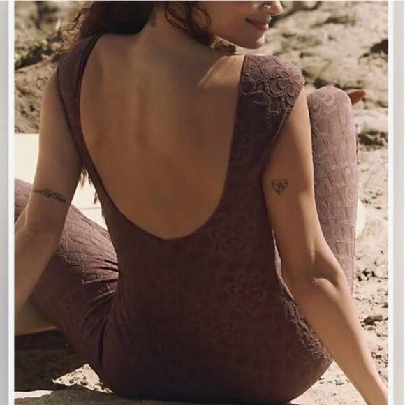 Free People NWOT free-est Becca Surf Bodysuit Brown size XL - Picture 2 of 8